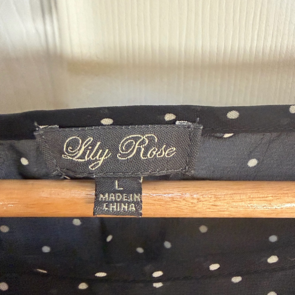 Lily Rose Black Sheer Polka Dot Blouse - Picture 4 of 4